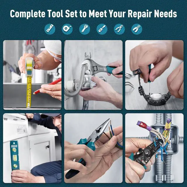 Alt view image 7 of 7 - Home Tool Kit 281-PCs - Portable Complete Basic Repair General Hand Tool Sets for Men Women - Full Tool Set with Socket Wrench Set & Screwdriver Set & Metric Hex Key & Pliers & Tool Box Case