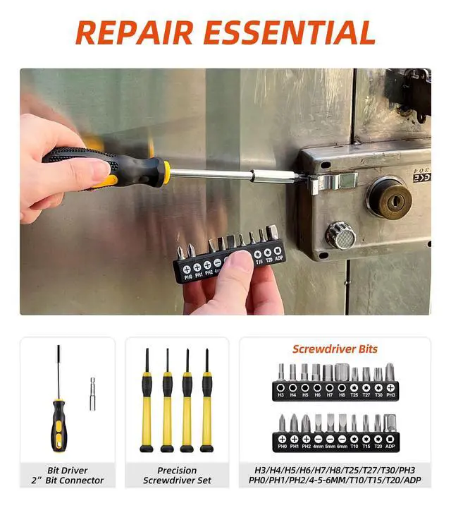Alt view image 3 of 7 - 40-Piece Tool Set - General Household Hand Tool Kit with Plastic Toolbox Storage Case