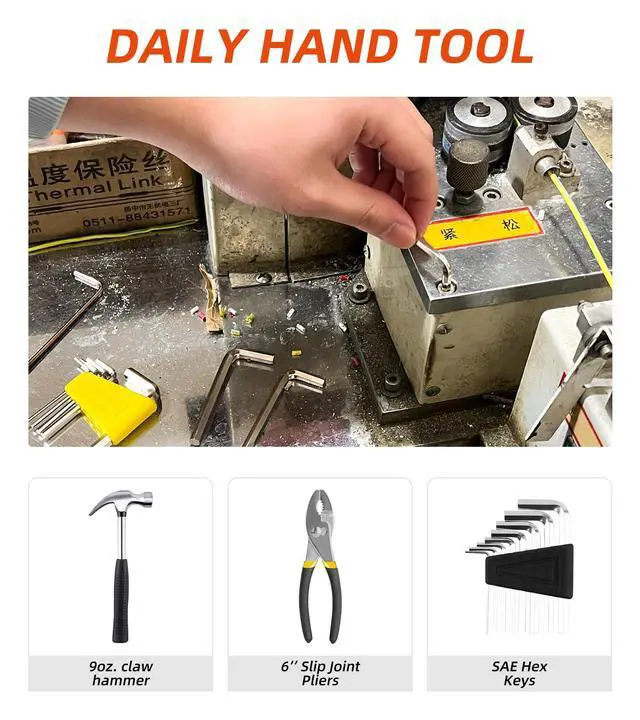 Alt view image 4 of 7 - 40-Piece Tool Set - General Household Hand Tool Kit with Plastic Toolbox Storage Case