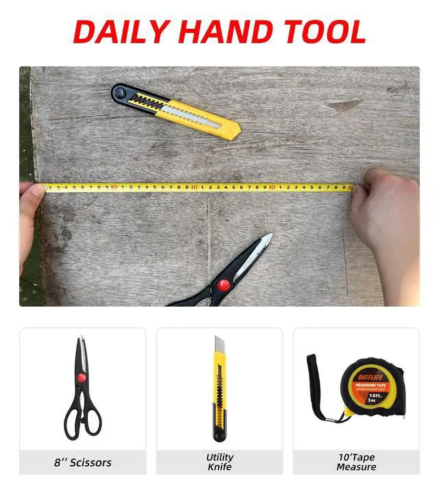 Alt view image 5 of 7 - 40-Piece Tool Set - General Household Hand Tool Kit with Plastic Toolbox Storage Case