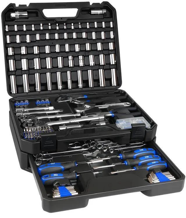 Main image of Mechanics Tool Set with Drawer Box, 279-Piece SAE and Metric Mechanic Tool Kit with Wrenches & Sockets, General Tool Kit for Car, Motorcycle, Home Repair (Blue)