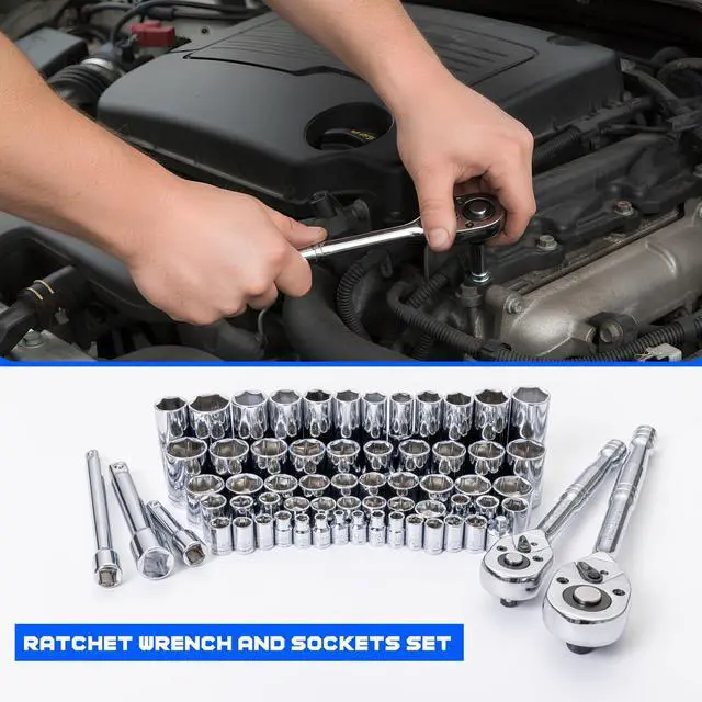 Alt view image 3 of 7 - Mechanics Tool Set with Drawer Box, 279-Piece SAE and Metric Mechanic Tool Kit with Wrenches & Sockets, General Tool Kit for Car, Motorcycle, Home Repair (Blue)