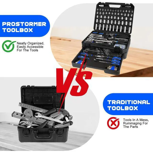 Alt view image 6 of 7 - Mechanics Tool Set with Drawer Box, 279-Piece SAE and Metric Mechanic Tool Kit with Wrenches & Sockets, General Tool Kit for Car, Motorcycle, Home Repair (Blue)