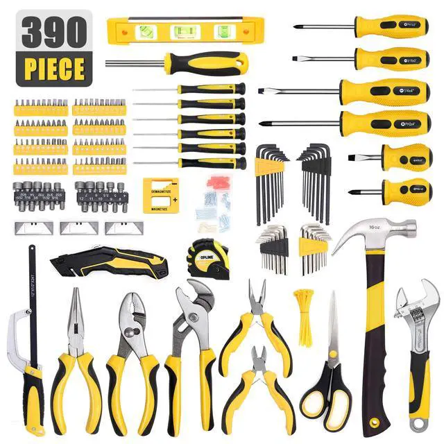 Alt view image 2 of 6 - 390-Piece Hand Tool Kits for Home, 14-Inch Wide Mouth Tool Bag with Tools Included, Home Tool Set for Men, General Maintenance, Daily Use