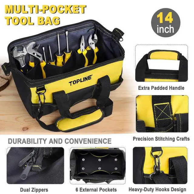 Alt view image 5 of 6 - 390-Piece Hand Tool Kits for Home, 14-Inch Wide Mouth Tool Bag with Tools Included, Home Tool Set for Men, General Maintenance, Daily Use