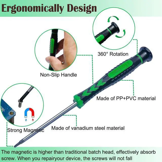 Alt view image 3 of 6 - Screwdriver SET OF 6 - Magnetic Flathead and Phillips With NON-SKID Handle in Different SIZES / COLORS - Professional Repair Tool Kit For Electronics/ iPhone/ PC/ Jewelry/ Watch/ Eyeglass