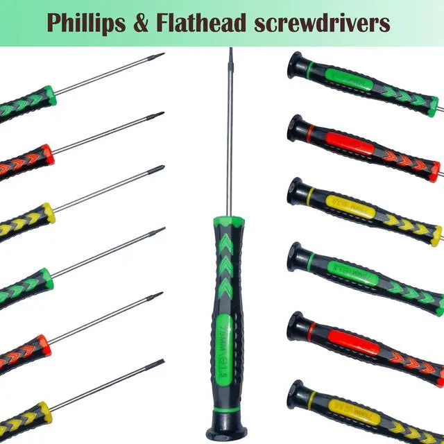 Alt view image 4 of 6 - Screwdriver SET OF 6 - Magnetic Flathead and Phillips With NON-SKID Handle in Different SIZES / COLORS - Professional Repair Tool Kit For Electronics/ iPhone/ PC/ Jewelry/ Watch/ Eyeglass
