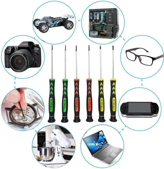 Alt view image 6 of 6 - Screwdriver SET OF 6 - Magnetic Flathead and Phillips With NON-SKID Handle in Different SIZES / COLORS - Professional Repair Tool Kit For Electronics/ iPhone/ PC/ Jewelry/ Watch/ Eyeglass