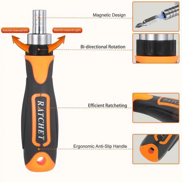 Alt view image 3 of 7 - Ratcheting Screwdriver Set: 38-in-1 Ratchet Screwdriver Tools Versatile Magnetic Tools for Mechanics and DIY Enthusiasts (2880B)