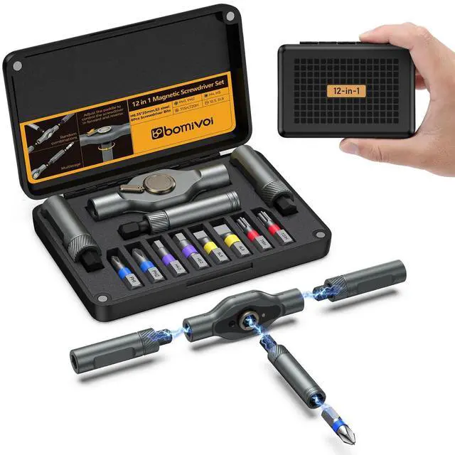Main image of Magnetic Screwdriver Set, Portable Mini Flexible Combination Ratchet Screwdriver Set with T Handle, S2 Steel Bits, Repair Tool Kit for Furniture Assembly, Bicycles, Computer, DIY