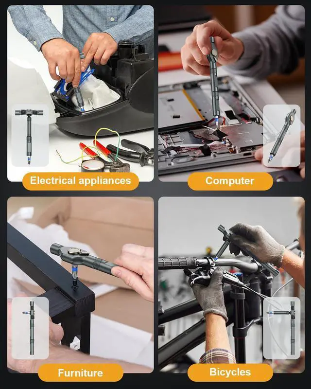 Alt view image 4 of 7 - Magnetic Screwdriver Set, Portable Mini Flexible Combination Ratchet Screwdriver Set with T Handle, S2 Steel Bits, Repair Tool Kit for Furniture Assembly, Bicycles, Computer, DIY