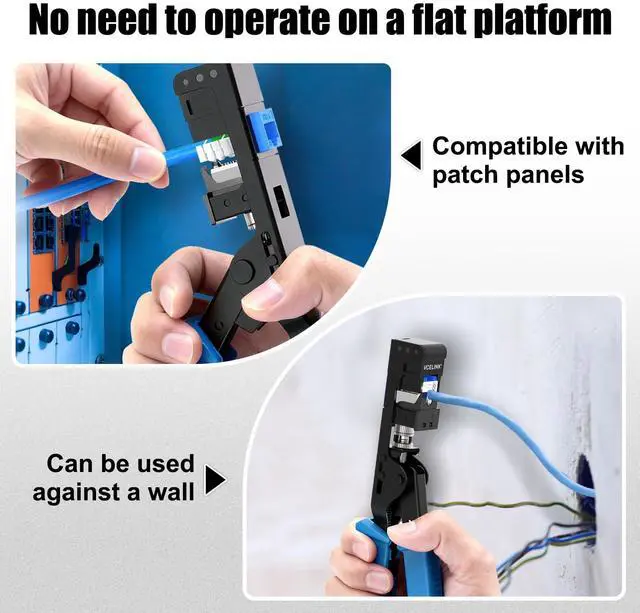 Alt view image 2 of 7 - Speed Termination Tool for VCE 90-Degree Keystone Jacks Punch Down Network Tool Kit with 20-Pack CAT6 Keystone Jacks UL-Listed, 25-Pack RJ45 Connectors, 1-Pack Mini Wire Stripper