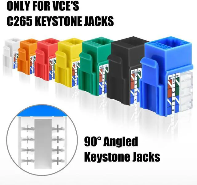 Alt view image 4 of 7 - Speed Termination Tool for VCE 90-Degree Keystone Jacks Punch Down Network Tool Kit with 20-Pack CAT6 Keystone Jacks UL-Listed, 25-Pack RJ45 Connectors, 1-Pack Mini Wire Stripper