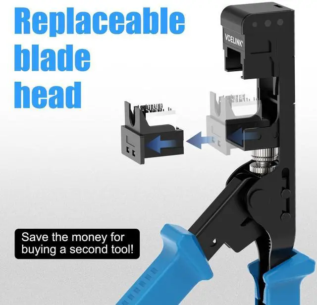 Alt view image 5 of 7 - Speed Termination Tool for VCE 90-Degree Keystone Jacks Punch Down Network Tool Kit with 20-Pack CAT6 Keystone Jacks UL-Listed, 25-Pack RJ45 Connectors, 1-Pack Mini Wire Stripper