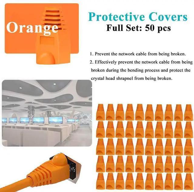 Alt view image 6 of 6 - Network Tool Kit Set, Cable Tester Repair Tools Wire Stripping Cutter, Coax Crimper Plug Crimping, Punch Down RJ11 RJ45 Cat5 Cat6 Wire Data Detector Stripper (Orange)