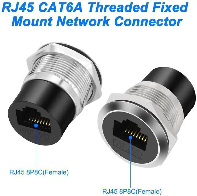 Alt view image 3 of 7 - RJ45 CAT6A Panel Mount Adapter Threaded Fixed Mount Coupler Ethernet Female-to-Female Coupler Pass-Through Connector Cat6A/CAT6/CAT5E 8P8C Network Socket LAN