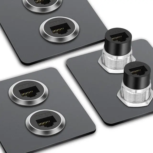 Alt view image 6 of 7 - RJ45 CAT6A Panel Mount Adapter Threaded Fixed Mount Coupler Ethernet Female-to-Female Coupler Pass-Through Connector Cat6A/CAT6/CAT5E 8P8C Network Socket LAN