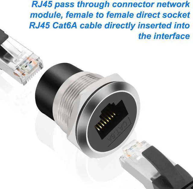 Alt view image 4 of 7 - RJ45 CAT6A Panel Mount Adapter Threaded Fixed Mount Coupler Ethernet Female-to-Female Coupler Pass-Through Connector Cat6A/CAT6/CAT5E 8P8C Network Socket LAN