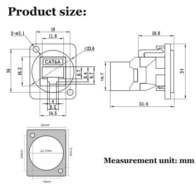 Alt view image 7 of 7 - 10PCS D-Type CAT6A Panel Mount Connector, RJ45 Pass-Through Connector Female to Female, RJ45 Ethernet LAN Network Coupler for CAT6a/CAT6/CAT5E/CAT5