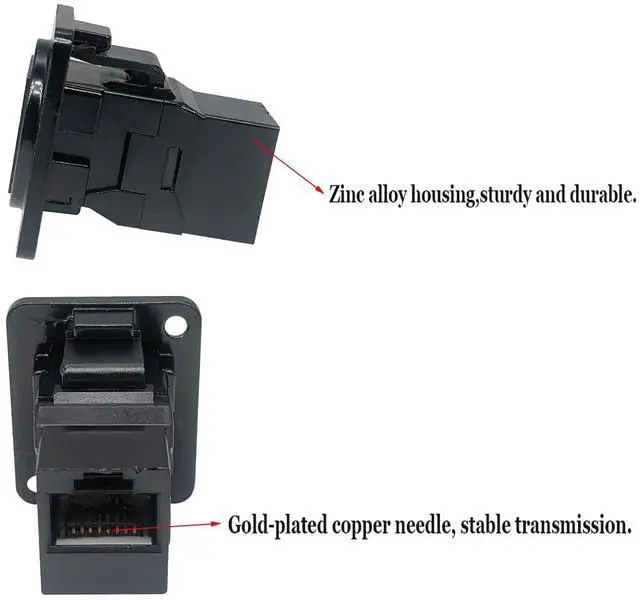 Alt view image 4 of 7 - 10PCS D-Type CAT6A Panel Mount Connector, RJ45 Pass-Through Connector Female to Female, RJ45 Ethernet LAN Network Coupler for CAT6a/CAT6/CAT5E/CAT5