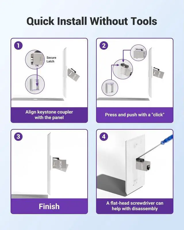 Alt view image 4 of 7 - Shielded CAT6A RJ45 Coupler, 10 Pack Ethernet Coupler, STP Female to Female Keystone Jack for Patch Panel and Wall Plate