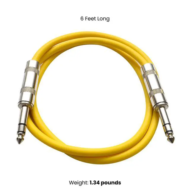 Alt view image 2 of 7 - Audio Speakers ¼ to ¼ TRS Patch Cables, 6 Foot Patch Cables, Pack of 6, Multi Color