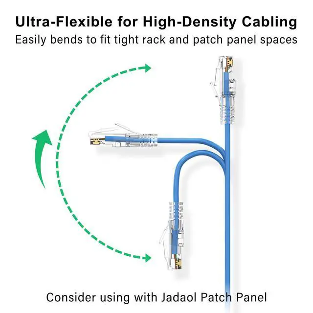 Alt view image 3 of 7 - UL Listed Patch Cables Cat 6a / Cat 6 1 ft 24-Pack, 10Gbps 550MHz Slim Cat6a Ethernet Cable, Snagless Cat6 Patch Cable for Patch Panel, Switch, Server Rack, Data Center, 1ft Blue