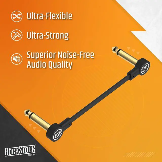 Alt view image 2 of 7 - Guitar Flat Patch Cables (Pack of 3) - 2 Inch C-Shape Ultra-Thin Effect Guitar Pedal Patch Cables - Right-Angle, Black with Durable Gold Plated Connectors, Maximize Pedalboard Space
