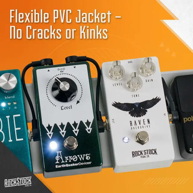 Alt view image 5 of 7 - Guitar Flat Patch Cables (Pack of 3) - 2 Inch C-Shape Ultra-Thin Effect Guitar Pedal Patch Cables - Right-Angle, Black with Durable Gold Plated Connectors, Maximize Pedalboard Space