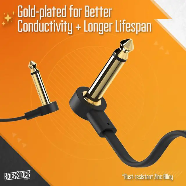 Alt view image 3 of 7 - Guitar Flat Patch Cables (Pack of 3) - 2 Inch C-Shape Ultra-Thin Effect Guitar Pedal Patch Cables - Right-Angle, Black with Durable Gold Plated Connectors, Maximize Pedalboard Space