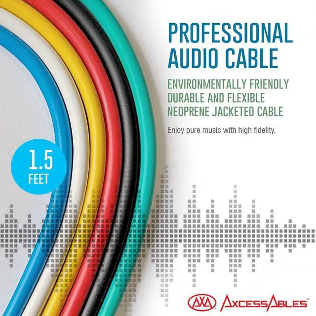 Alt view image 3 of 7 - 1/4 (6.35mm) TRS to 1/4 (6.35mm) TRS Multi-Color Balanced Stereo Patch Cables 6-Pack Outboard Gear& Patchbay Studio Cables External Effects Digital Analog Effects (1.5ft)