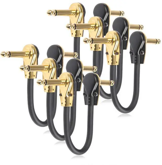 Main image of 6 Pack 6 Inch Guitar Patch Cable Ultra Quiet Instrument Effect Pedal Patch Cords 1/4 inch Right Angle Low Profile Pancake Design