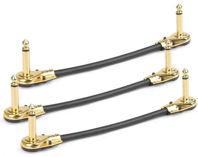 Alt view image 3 of 7 - 6 Pack 6 Inch Guitar Patch Cable Ultra Quiet Instrument Effect Pedal Patch Cords 1/4 inch Right Angle Low Profile Pancake Design
