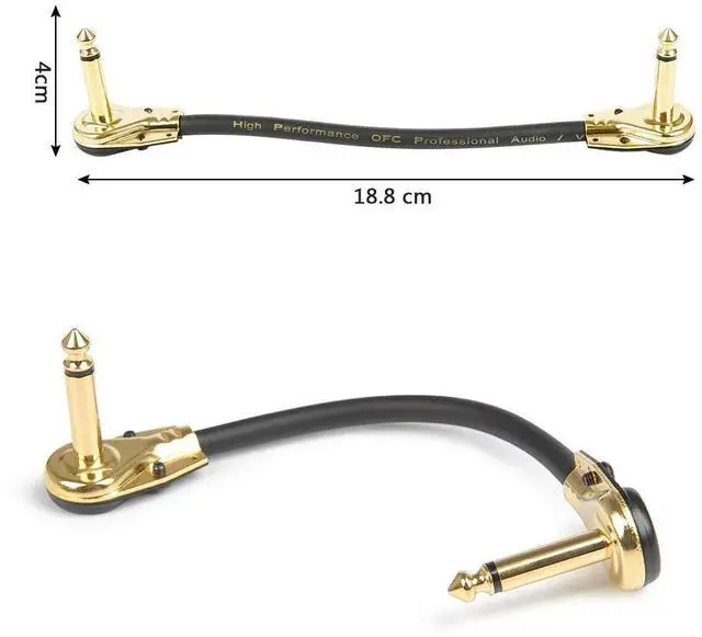 Alt view image 2 of 7 - 6 Pack 6 Inch Guitar Patch Cable Ultra Quiet Instrument Effect Pedal Patch Cords 1/4 inch Right Angle Low Profile Pancake Design