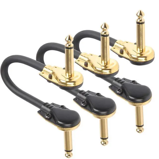Alt view image 6 of 7 - 6 Pack 6 Inch Guitar Patch Cable Ultra Quiet Instrument Effect Pedal Patch Cords 1/4 inch Right Angle Low Profile Pancake Design