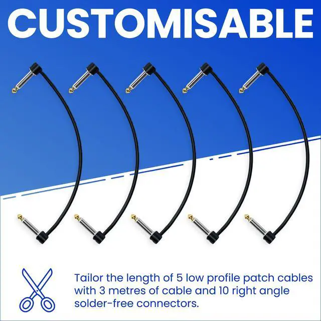 Alt view image 2 of 7 - Solderless Pedalboard Cable Kit - No Cable Stripping Required, 10 Feet of Cable & 10 Gold Tip Connectors with Magnetic Screws & Screwdriver Make 5 DIY Custom Patch Cables