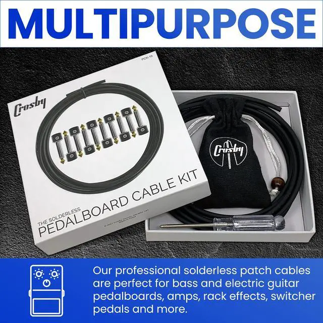Alt view image 6 of 7 - Solderless Pedalboard Cable Kit - No Cable Stripping Required, 10 Feet of Cable & 10 Gold Tip Connectors with Magnetic Screws & Screwdriver Make 5 DIY Custom Patch Cables