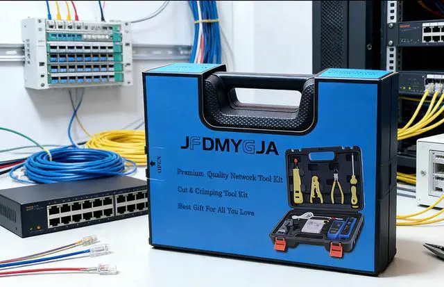 Alt view image 3 of 7 - Pass Through RJ45 Crimp Tool Kit, Network Tool Kit for Cat6 Cat5e Cat5, Ethernet Crimper Cat6 Cat5e Cat5 Crimping Tool with Wire Tracker, Pass Through Connectors