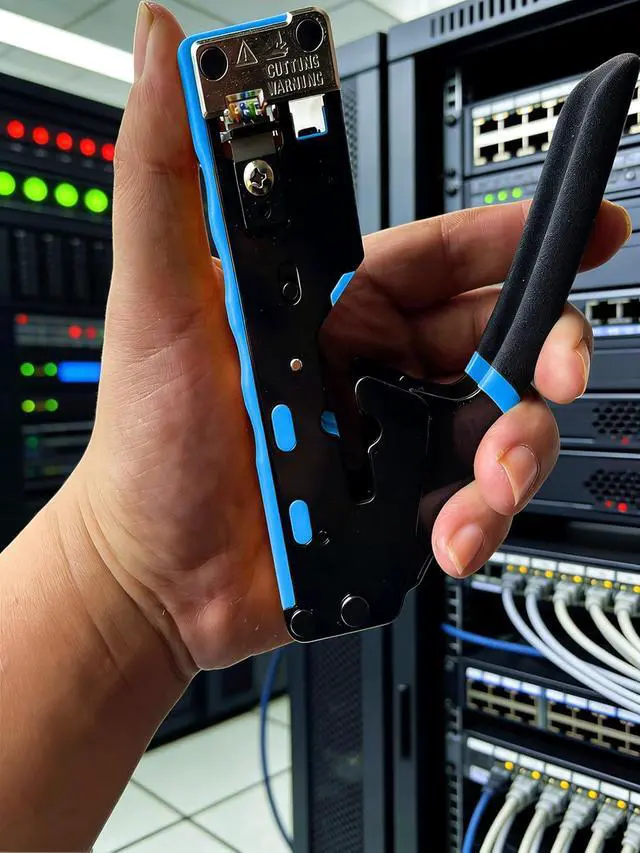 Alt view image 4 of 7 - Pass Through RJ45 Crimp Tool Kit, Network Tool Kit for Cat6 Cat5e Cat5, Ethernet Crimper Cat6 Cat5e Cat5 Crimping Tool with Wire Tracker, Pass Through Connectors