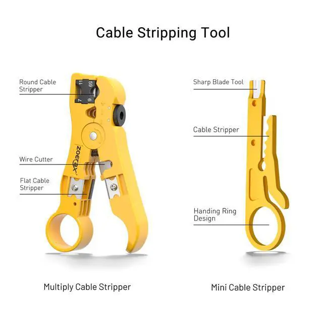 Alt view image 5 of 7 - Network Tool Kit, 11 in 1 Professional RJ45 Crimp Tool Kit - Pass Through Crimper, RJ45 Tester, 110/88 Punch Down Tool, Stripper, Cutter, Cat6 Pass Through Connectors and Boots