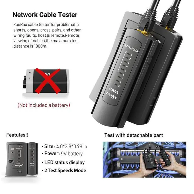 Alt view image 3 of 7 - Network Tool Kit, 11 in 1 Professional RJ45 Crimp Tool Kit - Pass Through Crimper, RJ45 Tester, 110/88 Punch Down Tool, Stripper, Cutter, Cat6 Pass Through Connectors and Boots