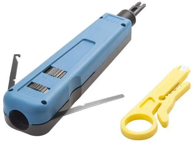Main image of Punch Down Tool with 110/88 Blade & Network Wire Stripper, Multifunction Hook Tool for Telephone Impact Terminal Insertion and cat6a/cat6/cat5e/cat5 Cable
