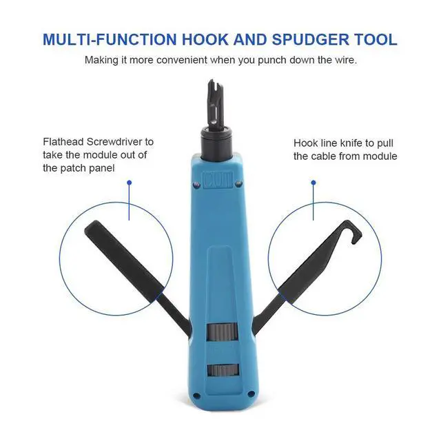 Alt view image 4 of 7 - Punch Down Tool with 110/88 Blade & Network Wire Stripper, Multifunction Hook Tool for Telephone Impact Terminal Insertion and cat6a/cat6/cat5e/cat5 Cable