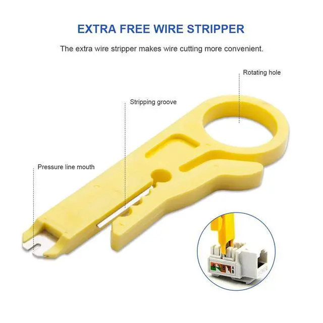 Alt view image 7 of 7 - Punch Down Tool with 110/88 Blade & Network Wire Stripper, Multifunction Hook Tool for Telephone Impact Terminal Insertion and cat6a/cat6/cat5e/cat5 Cable