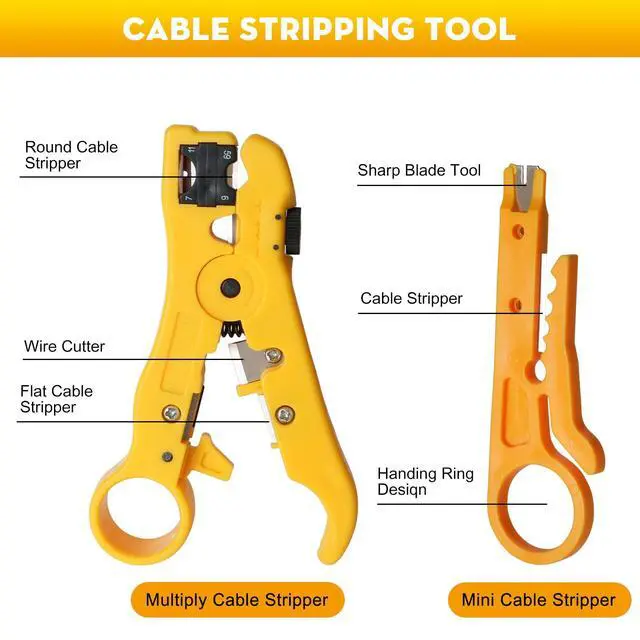 Alt view image 5 of 7 - Network Tool Kit, 12 in 1 Professional RJ45 Crimp Tool Kit Pass Through Crimper RJ45 Tester 110/88 Punch Down Tool Stripper Cutter Cat6 Pass Through Connectors and Boots