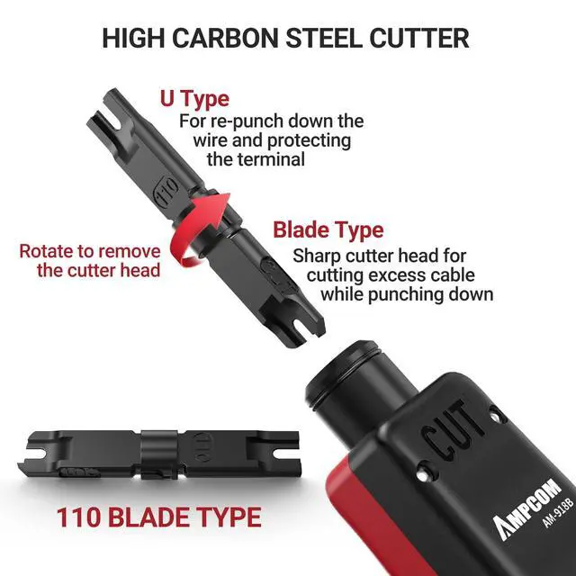 Alt view image 2 of 6 - RJ45 Punch Down Tool with Cable Hook - AM-918B