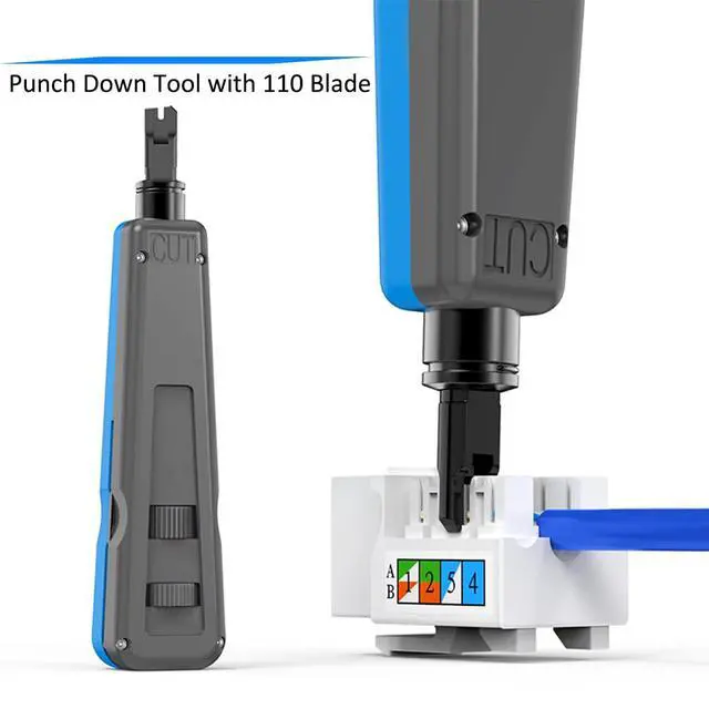 Alt view image 2 of 7 - Punch Down Impact Tool with 110 and 66 Blades, Network Wire Cable Cat6/Cat5e Telephone Impact Terminal Insertion Tools
