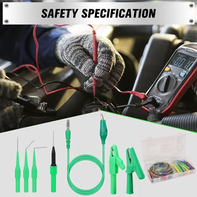 Alt view image 5 of 7 - 43-Piece Back Probe Kit, 30A Multi-Angle Test Probe, 4mm Banana Plug to Copper Alligator Clips, U-Shaped Connectors, Automotive Electrical Circuit Diagnosis Car Repairing Tools