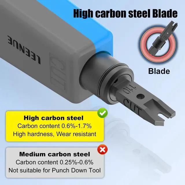 Alt view image 7 of 7 - Punch Down Tool 110 Ethernet Keystone Punch Tool with 110/66 Blades Blue 1 Pack