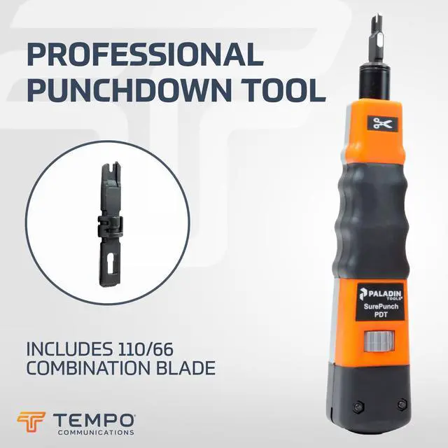 Alt view image 2 of 7 - PDT PA3571 Impact Punch Down Tool Cat6 with 66/110 Blade - 66 110 Punchdown Tool - Professional Grade, USA QC